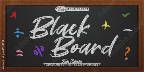 Black Board Chalk Vector Editable Text Effect Template