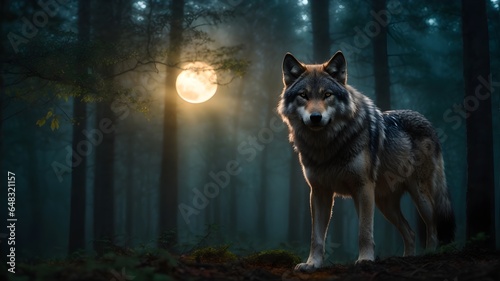 wolf in the forest cinematic close up portrait