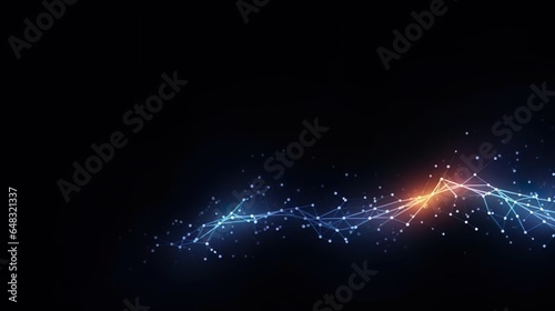 Abstract connecting dots and lines with wave flow