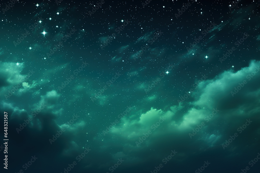 Obraz premium night landscape with green sky