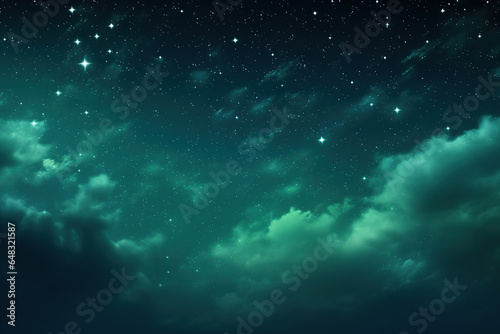 night landscape with green sky
