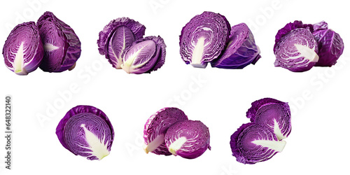 Png Set Chopped purple cabbage and half a piece alone transparent background photo