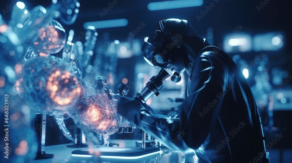 Scientist is researching a new virus in the laboratory