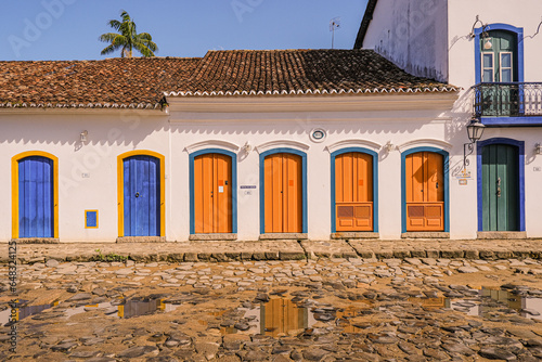 Street of historical center in Paraty, Rio de Janeiro, Brazil. Paraty is a preserved Portuguese colonial and Brazilian Imperial municipality photo