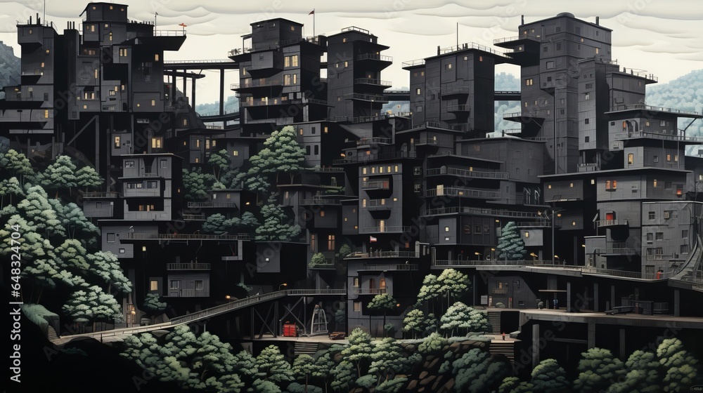 Obraz premium 都市のビル群イメージ,Generative AI AI画像