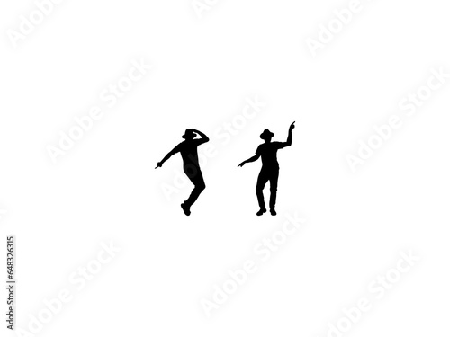 Dancing people silhouette on white background photo