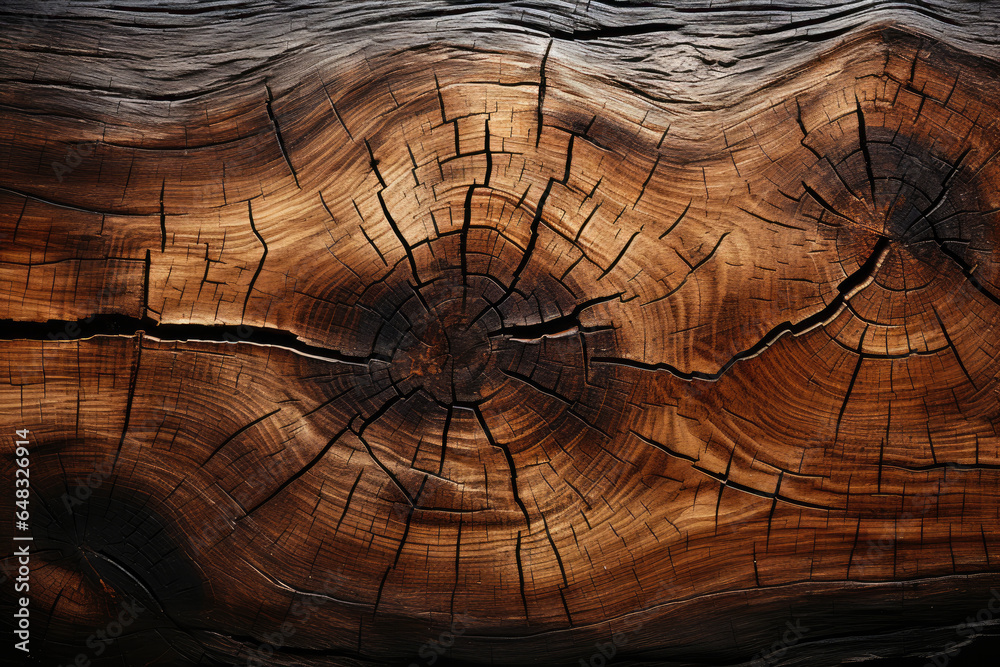 Solid wood texture cross section of tree trunk  - obrazy, fototapety, plakaty 