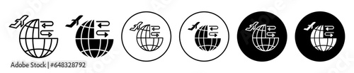 IMPORT AND EXPORT ICON. Worldwide delivery or shipping service symbol. Global logistic transport system vector. international courier sign.