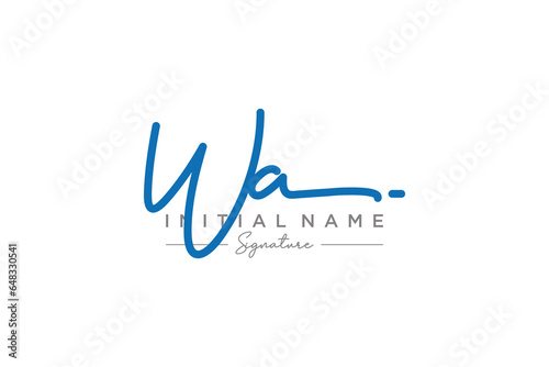 Initial WA signature logo template vector. Hand drawn Calligraphy lettering Vector illustration.