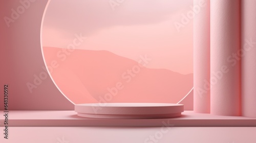 Cosmetic theme. Empty podium design for product display. Background for presentation or showcase pedestal product branding, identity and packaging. 3d rendering illustration template mockup.