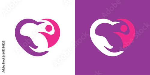 Health logo design, combination of hands, love and people.