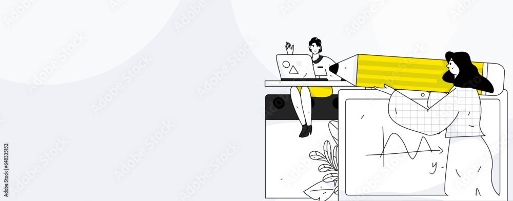 Online education remotely through online classes flat vector concept operation illustration
