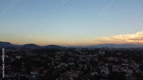 Wallpaper Mural Drone video of a sunset between mountains and clouds in Mexico city Torontodigital.ca