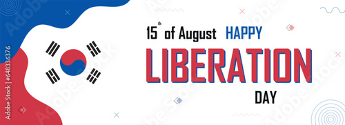 South Korea nation liberation day sign, happy independence celebration, Gwangbokjeol, 15th august, graphic design with flag colors, celebrate national festival, horizontal banner