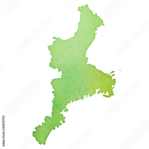 水彩風の三重県地図のイラスト
