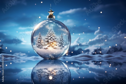 Glass Christmas or New Year ball. Merry christmas and happy new year concept.