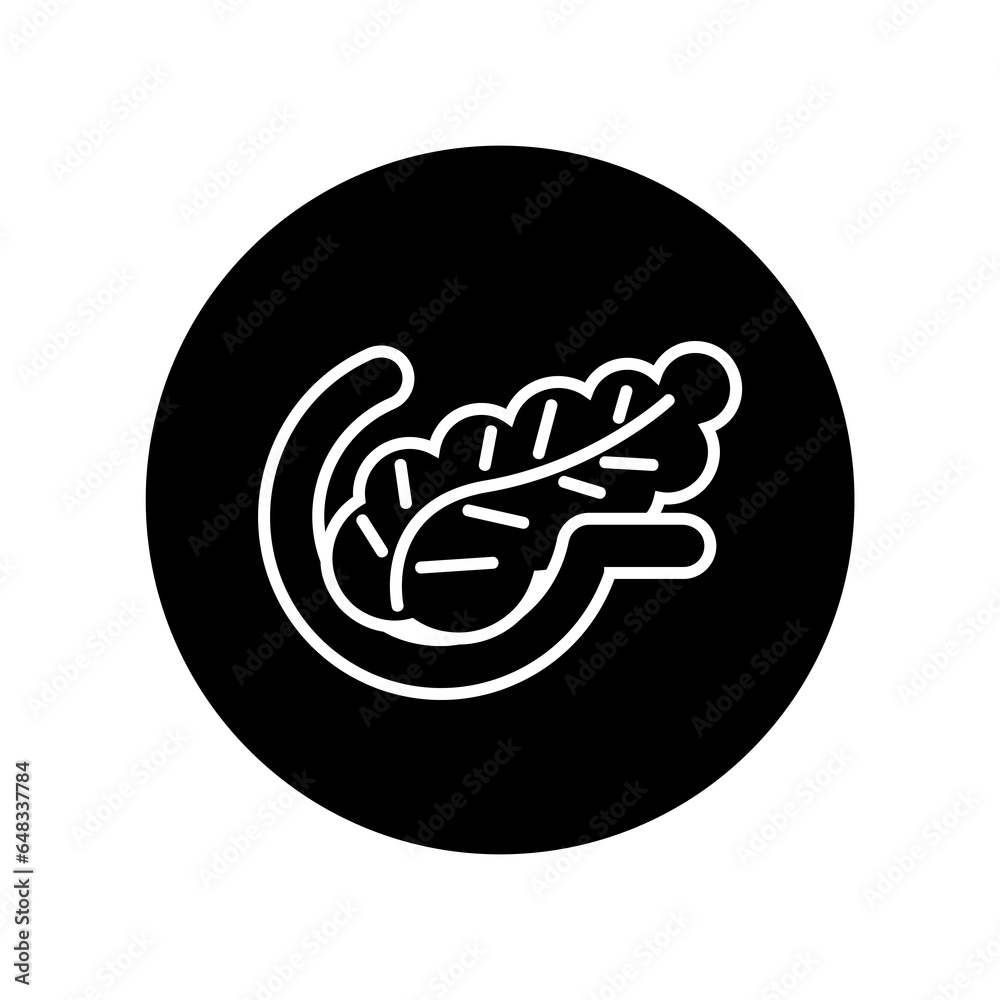 Pancreas organ icon vector illustration, line art style, black round icon Pancreas organ icon vector illustration, line art style, black round icon