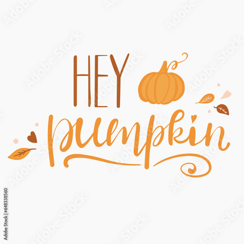 Hey pumpkin, seasonal hand lettered phrase, quote about autumn