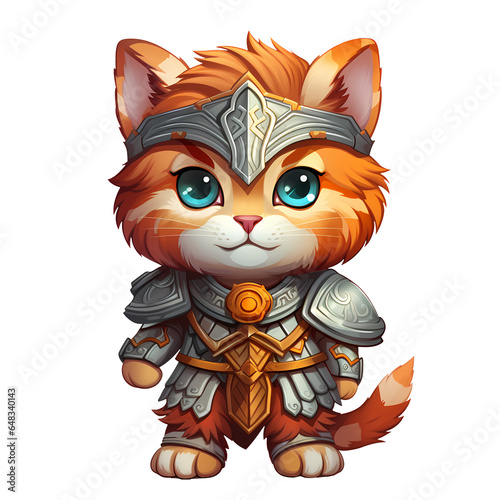 Cute Cat Warrior Costume Clipart Illustration © pisan