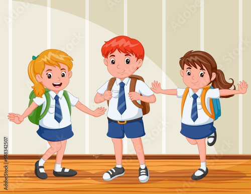 Illustration of kids in school uniform on white background