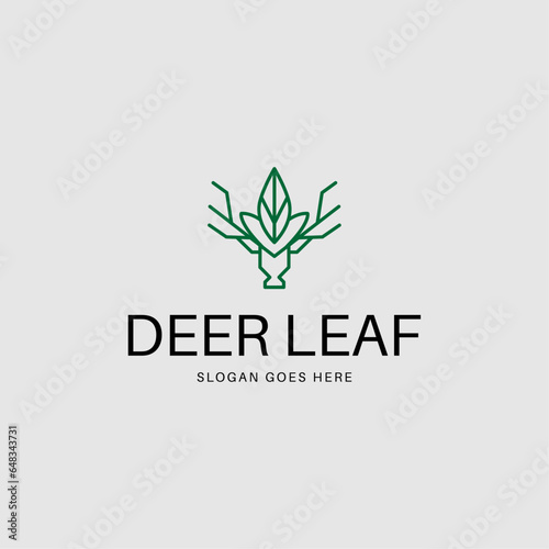 vector deer leaf nature logo design vector illustration
