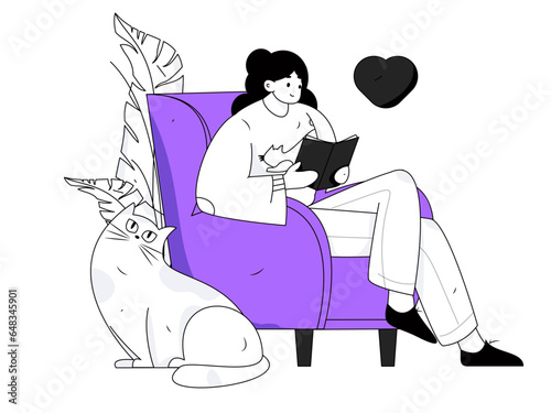 Reading character flat vector concept operation illustration