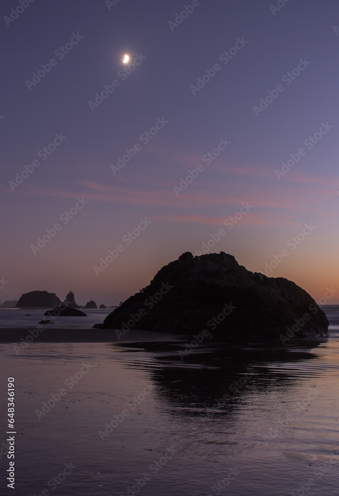 Cape Blanco's coast at dusk, a tranquil scene of ocean and sky