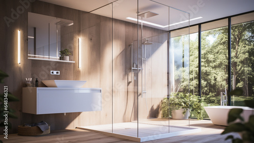 modern bathroom interior with bathtub generativa IA