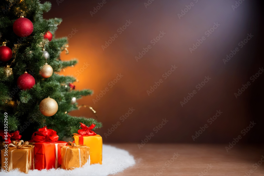 Festive Interior Decor, Realistic Christmas Background with Copy Space, AI Generated