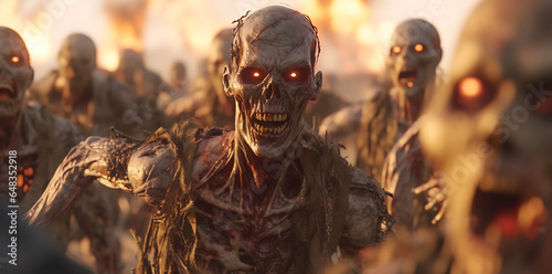 zombie with multiple zombies, generative ai © bruno