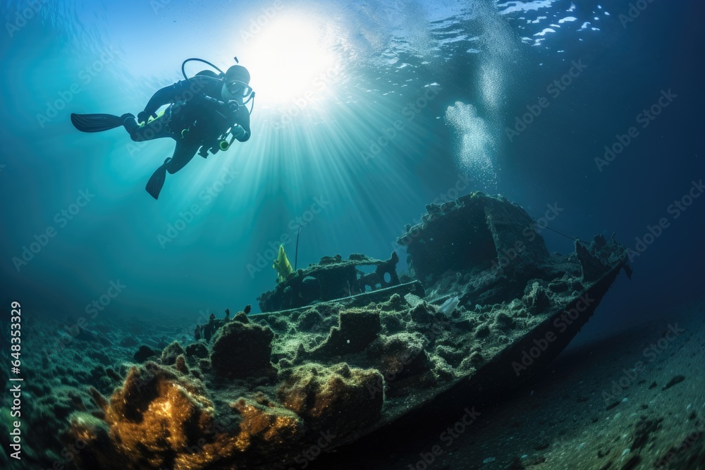 custom made wallpaper toronto digitalWreck of the ship with scuba diver