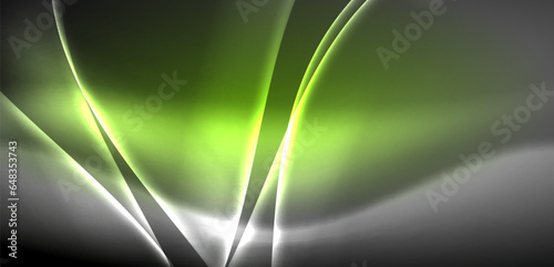 Neon-lit waves surge across background, mesmerizing dance of luminescence and motion. Dynamic backdrop captures essence of energy and modern aesthetics
