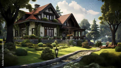 Villa with Rustic Design