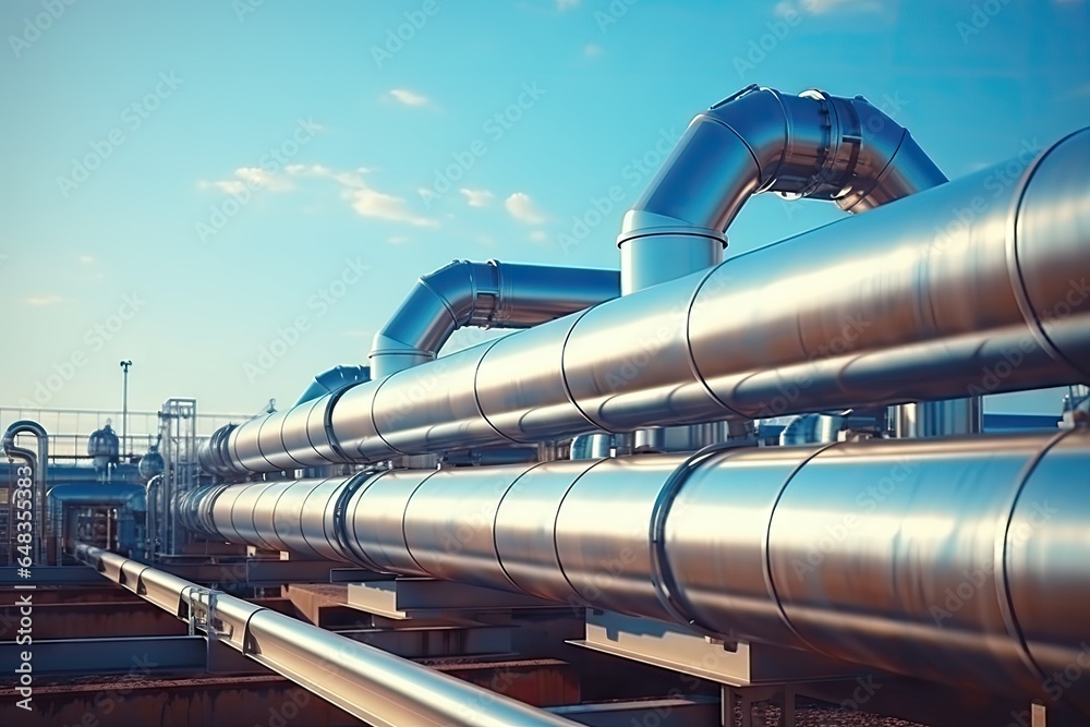 Industrial zone steel pipelines outdoor background Industrial zone steel pipelines outdoor background