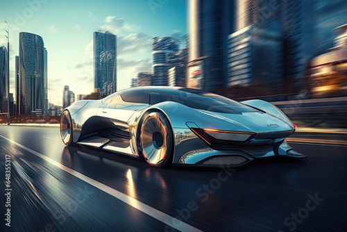 Future car concept in the city © Virtual Art Studio