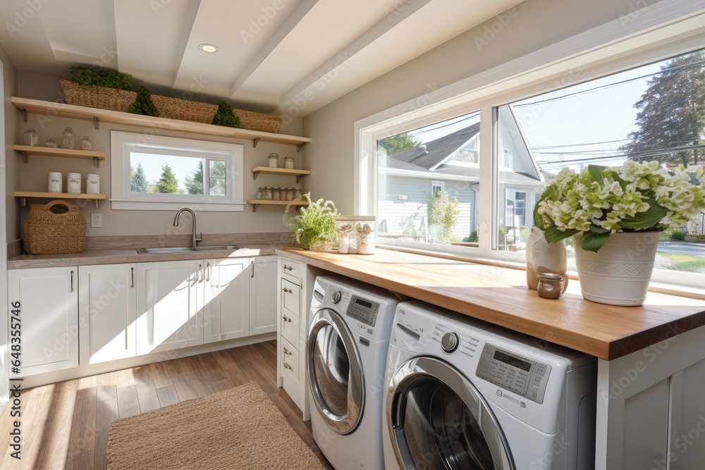 Cozy Laundry Room in Rustic Farmhouse Style with Reclaimed Wood and Neutral Color Scheme Cozy Laundry Room in Rustic Farmhouse Style with Reclaimed Wood and Neutral Color Scheme