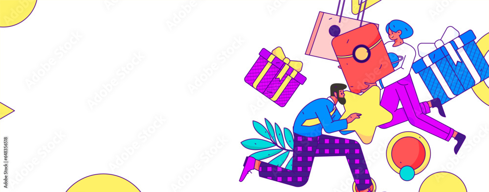 Fototapeta premium Online shopping e-commerce flat vector concept operation illustration 