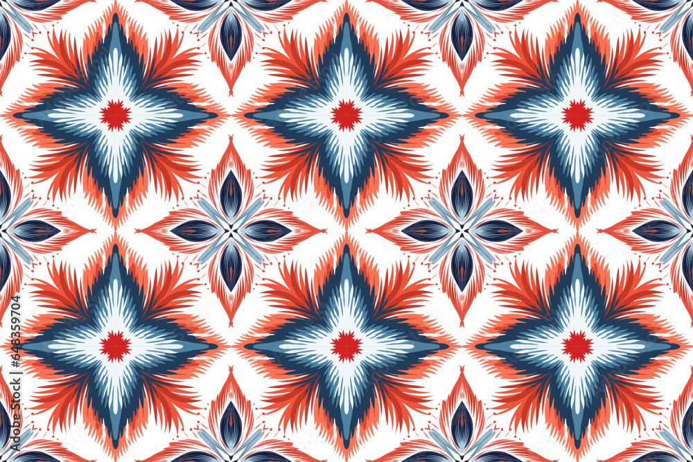 Abstract flower ethnic seamless pattern design. Aztec African fabric mandala boho textured textile decorative. Tribal motifs native vector background 