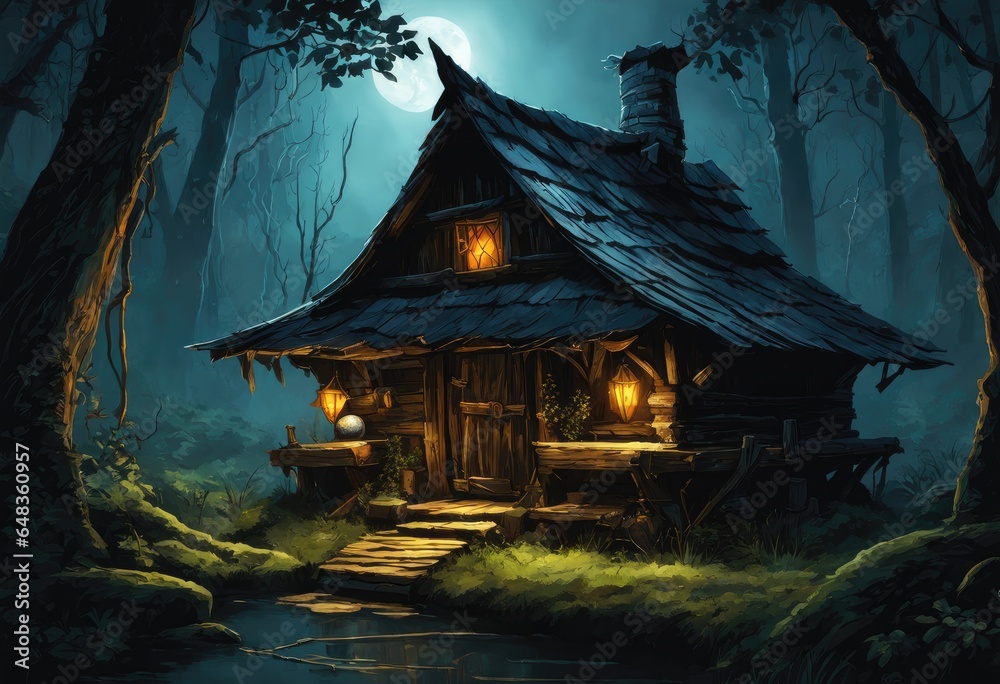 A local legend about a cursed artifact hidden within the witch's hut in the dark swamp A local legend about a cursed artifact hidden within the witch's hut in the dark swamp