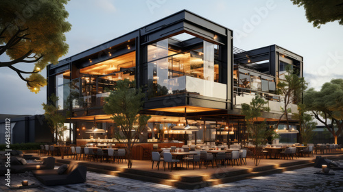Design of restaurant exterior. Restaurant exterior, restaurant appearance concept © Mike