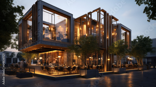 Design of restaurant exterior. Restaurant exterior  restaurant appearance concept