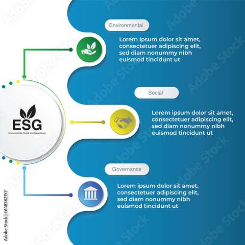 Business data visualization. Process chart. diagram with steps. ESG icon. concept of business trend. environmental, social, and governance in sustainable and ethical business