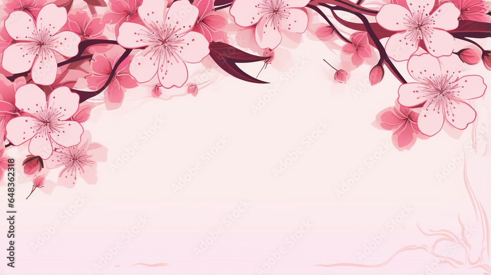 Cherry blossom graphic frame illustration, Japanese and Chinese style