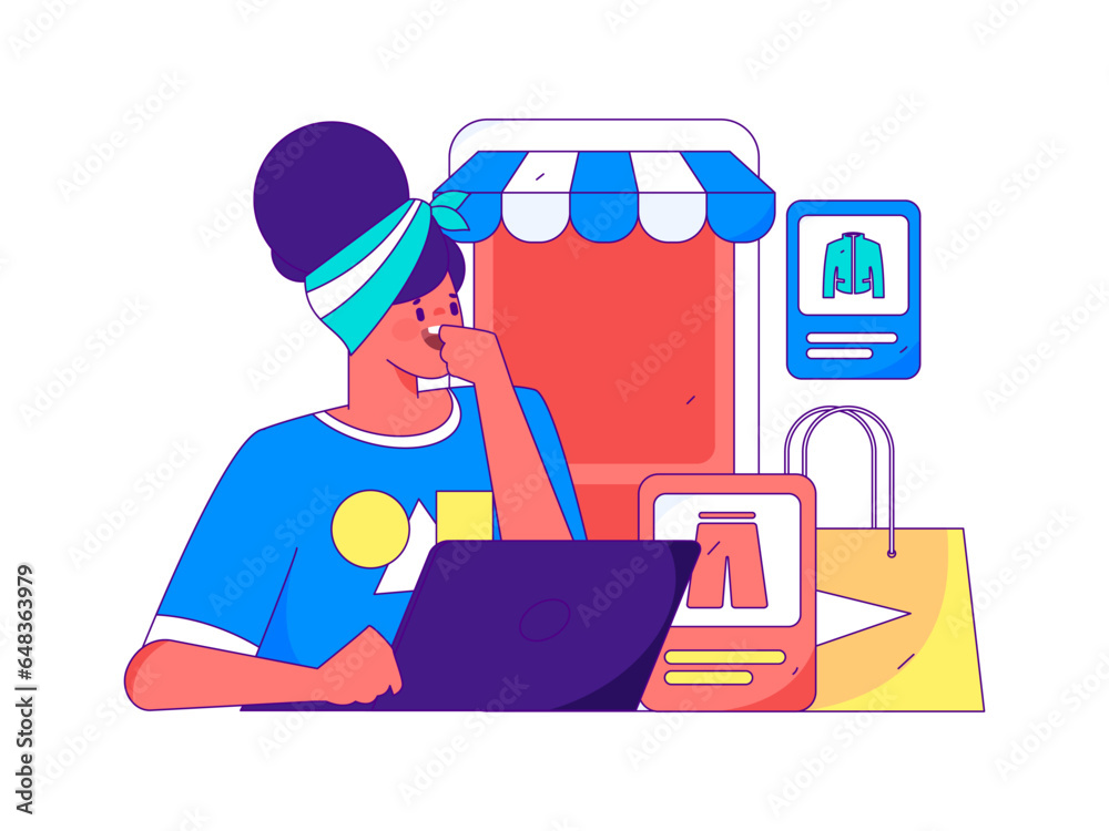 Online shopping e-commerce flat vector concept operation illustration
Online shopping e-commerce flat vector concept operation illustration
