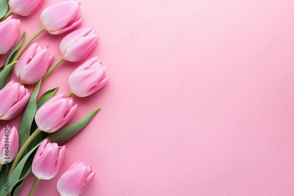 Love pink tulip blossom background celebration flower green holiday spring floral bouquet decoration