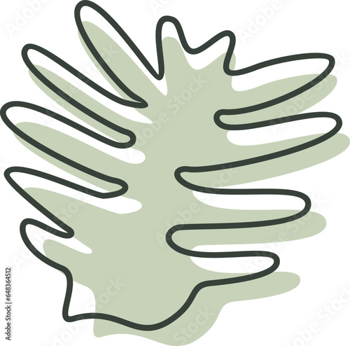 Algae plan aesthetic recolorable vector element