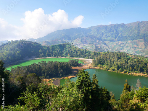 Telaga warna lake at dieng plateau, wonosobo - central java, indonesia