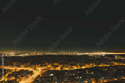 landscape of buildings with lights on. city at night