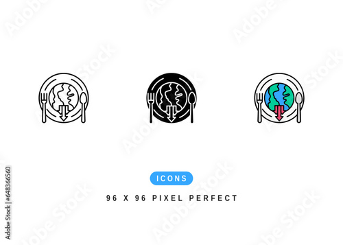 Global Hunger Icon. Famine Food Crisis Symbol Stock Illustration. Vector Line Icons For UI Web Design And Presentation