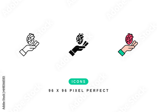 Organ Donation Icon. Anatomy Donor Transplant Symbol Stock Illustration. Vector Line Icons For UI Web Design And Presentation
